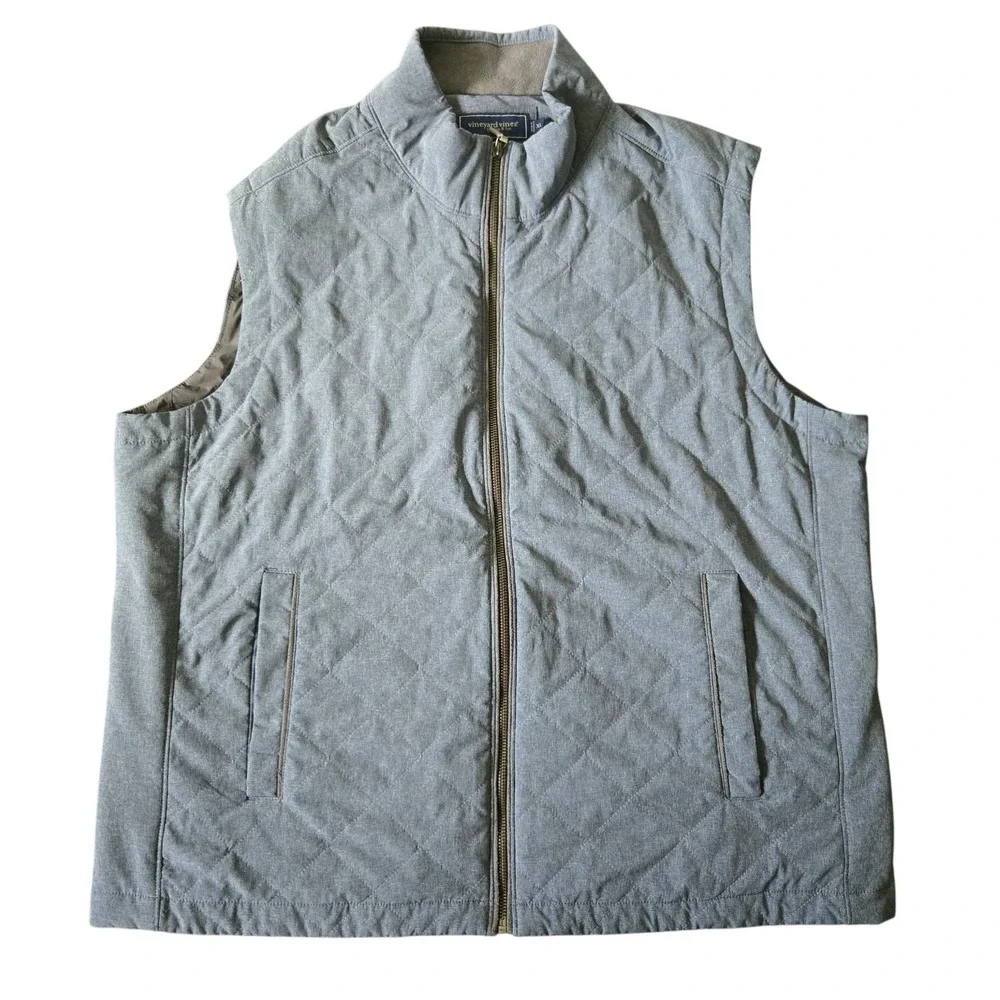 Vineyard Vines Vest Mens XL Light Blue Full-Zip Regular Fit Primalof Quilted